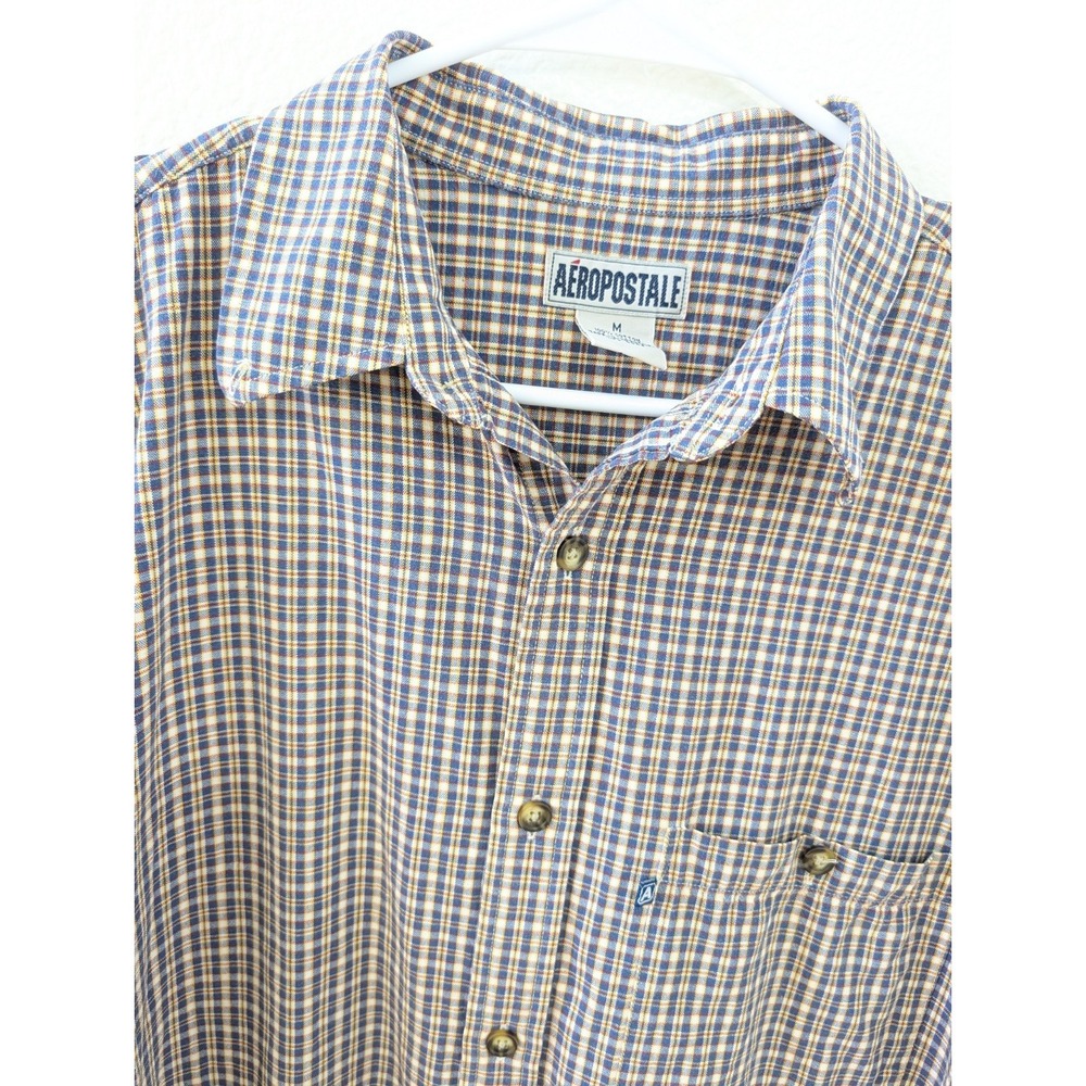 Aeropostale Men's Plaid Cotton Short Sleeve Button-Up Shirt Vintage 90s Y2K - Picture 4 of 6